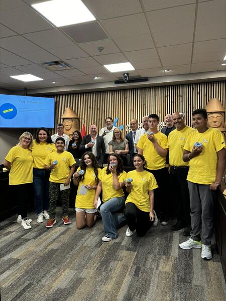 WEB students presenting to the trustees on the importance leadership