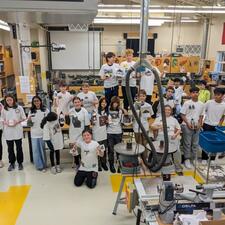 Group of students showcasing the items they made